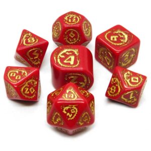 DRAGONS MODERN RED GOLD SET 7 DADI
