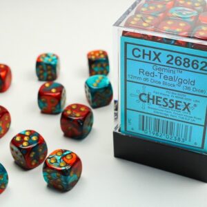 CHX - 26862 RED-TEAL/GOLD 12MM D6 (36DICE)
