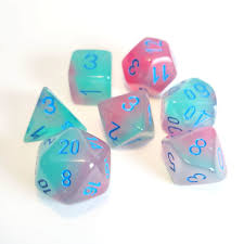 SET 7 DADI POLIEDRICI GEMINI GRL GREEN PINK BLUE LUMINARY